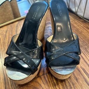 Jimmy Choo Black Leather Prova Wedge size 38